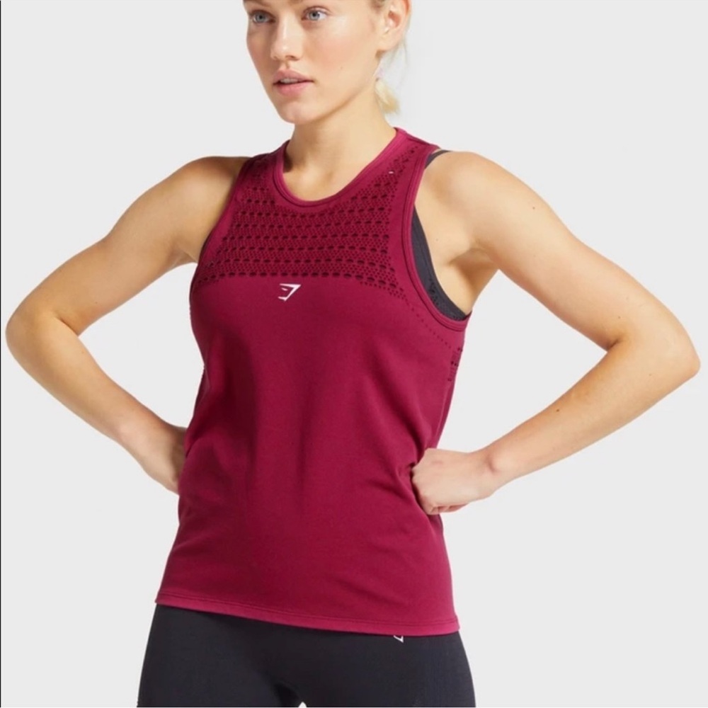 Gymshark Maroon energy seamless loose Tank Top